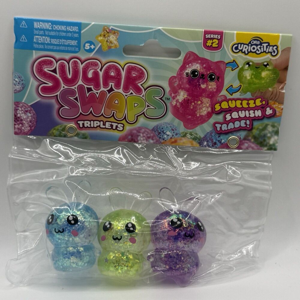 ORB Sugar Swaps Triplets (BUNNIES) Series 2 Curiosities Squishy Toys 3Pk Glitter